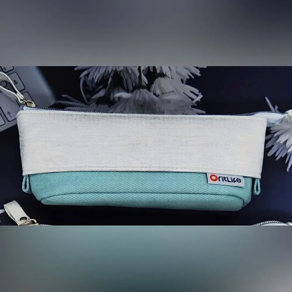 Oritlife Upgrade Pop-up Premium PU+Cotton, Standing Pencil Pouch light green